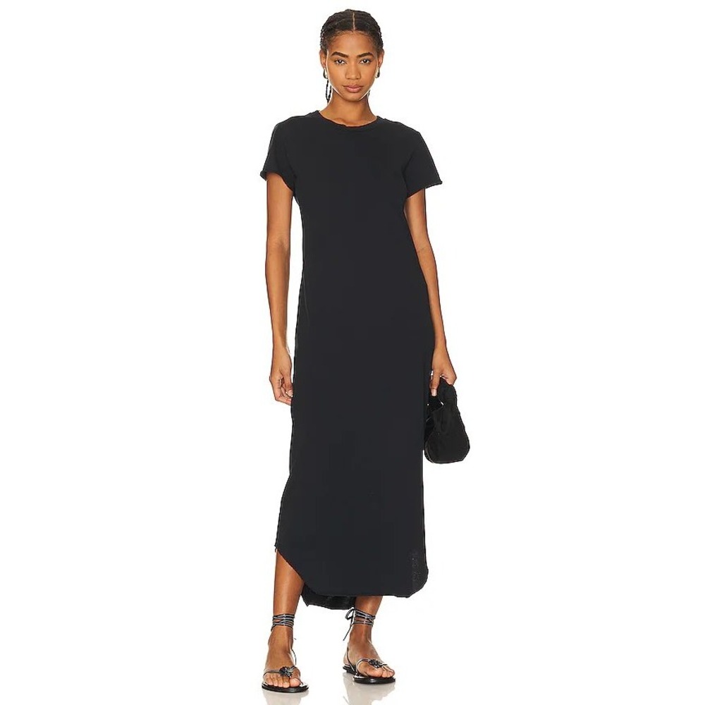 Frank & Eileen Harper Perfect Tee Maxi Dress Women Small Black Raw Hem LAB419TT